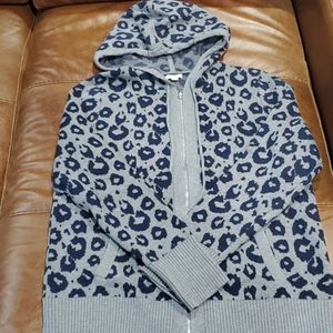 Gap zip up leopard print sweater
